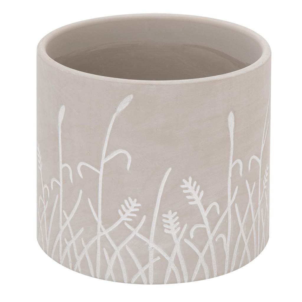 Obal na črepník s motívom kvetov sivý 13 x 12cm