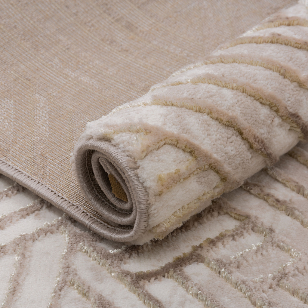 Geometrický béžovo-zlatý koberec STUDIO 80x150 cm