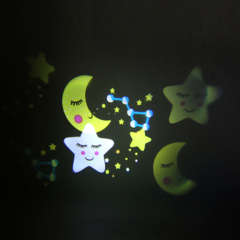 Detská nočná lampa s projektorom obrázkov, bielo-šedá