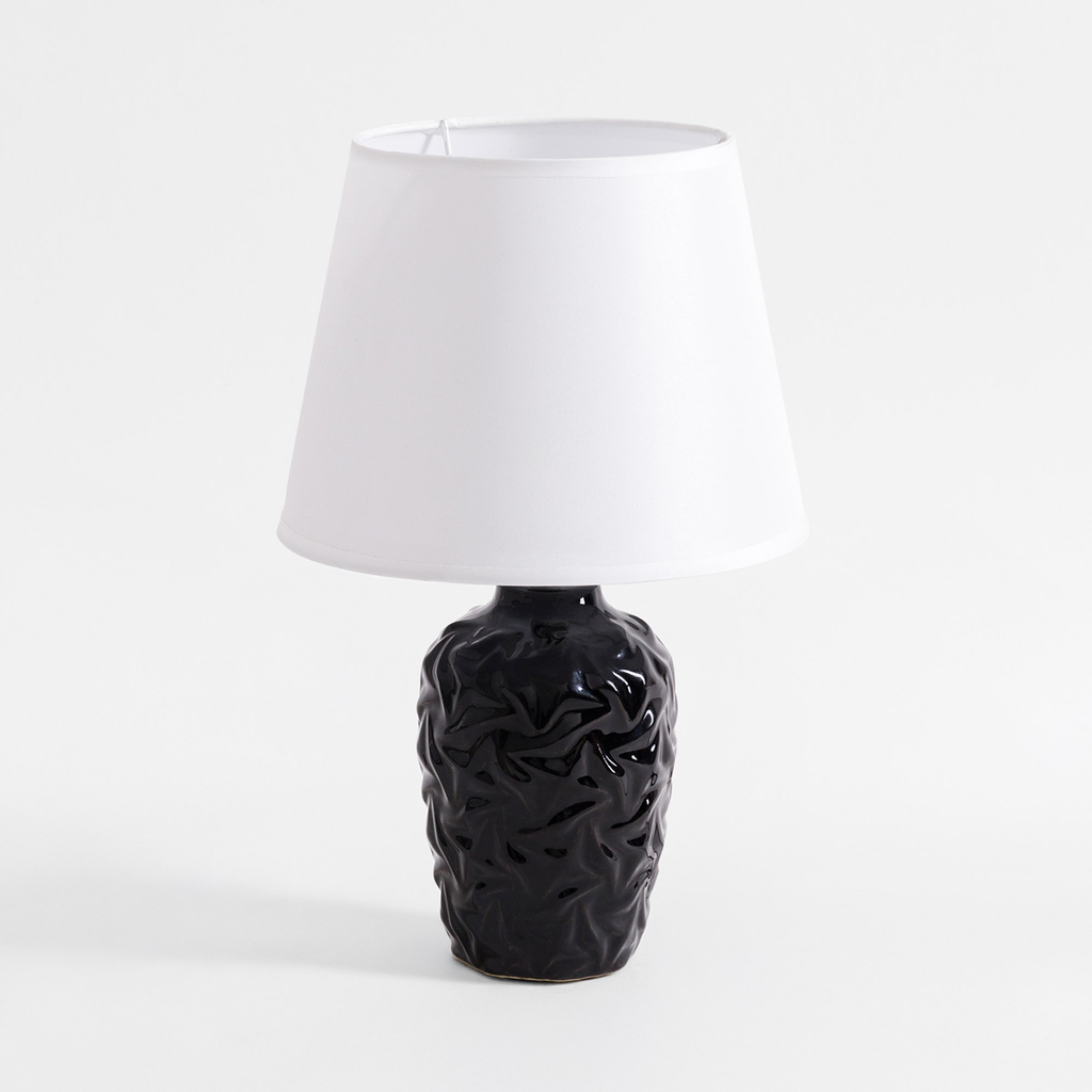 Stolná lampa s tienidlom čierno-biela 31,5 cm
