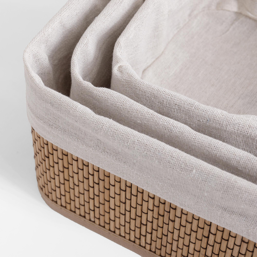 Súprava 3 bielych bambusových košov
