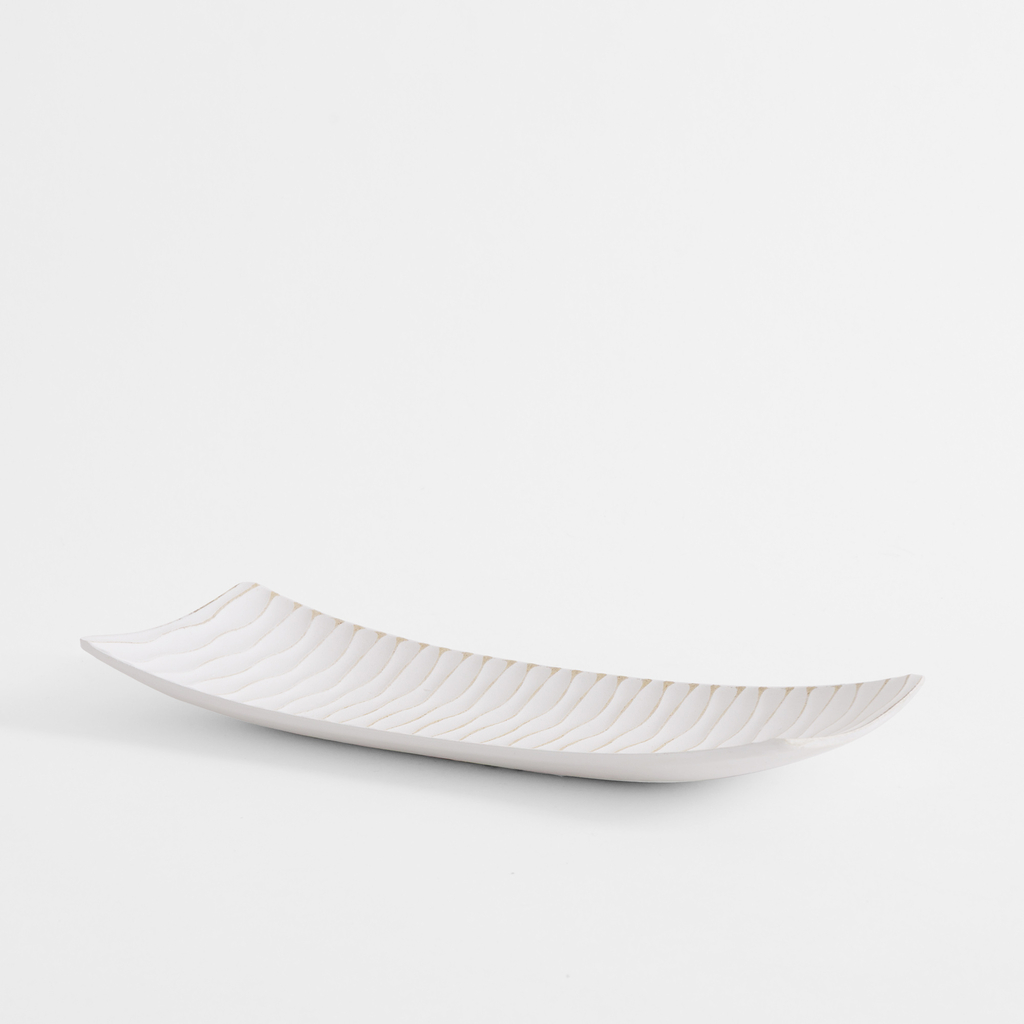 Dekoratívny tanier biely 34x13 cm