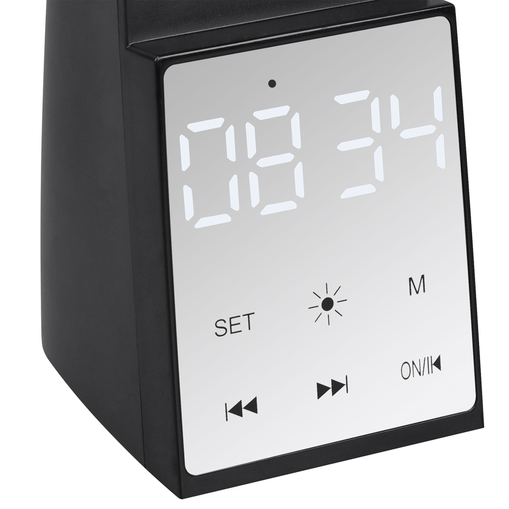 Stolná lampa LED s hodinami a reproduktorom Bluetooth LINUS