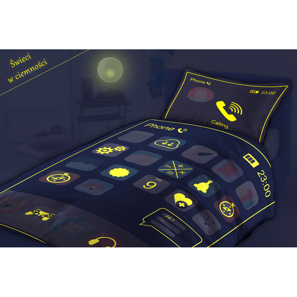 Posteľná súprava SMARTFÓN FLUO svietiaca v tme 160x200 cm
