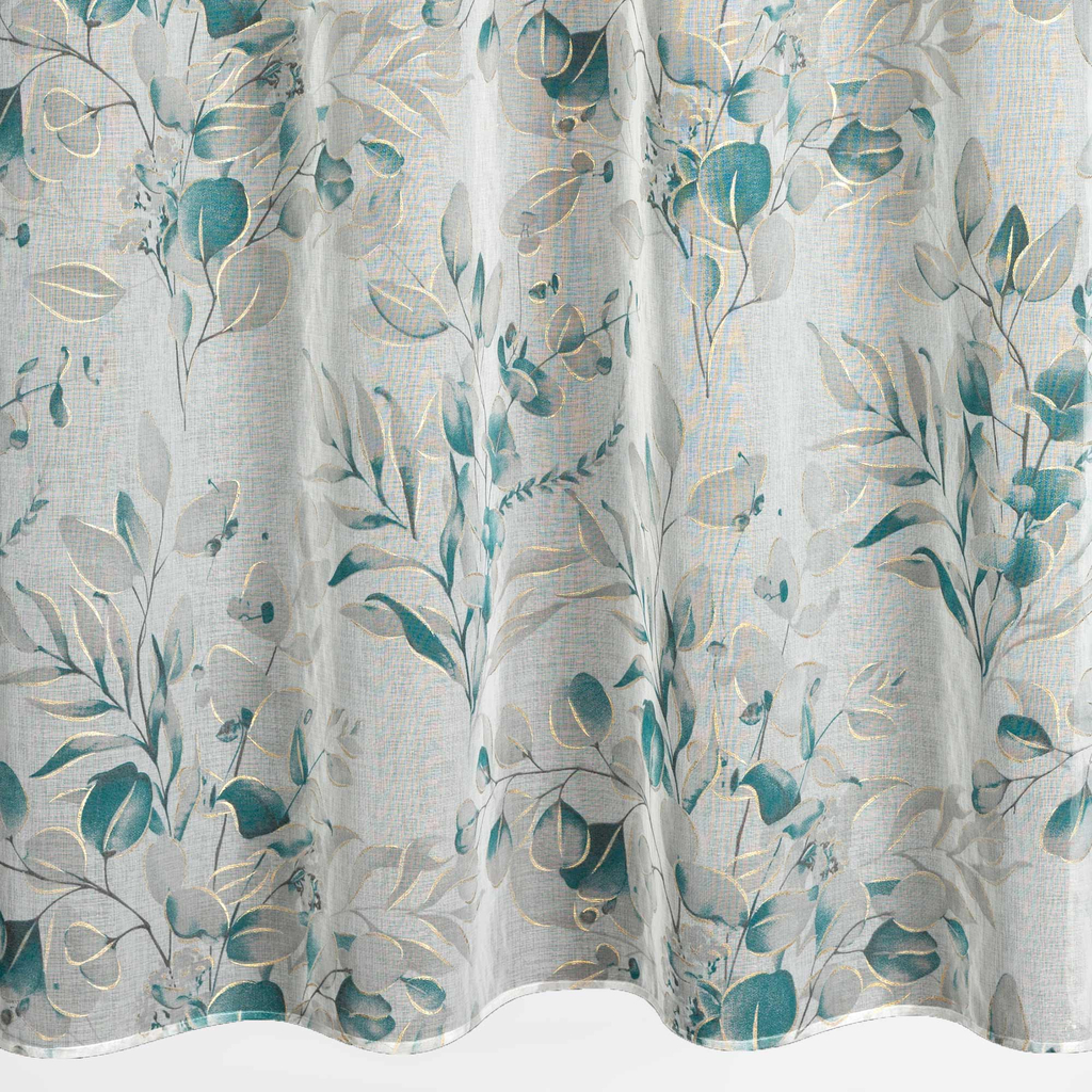 Záves na kolieskach bielo-tyrkysová AVA 140x250 cm