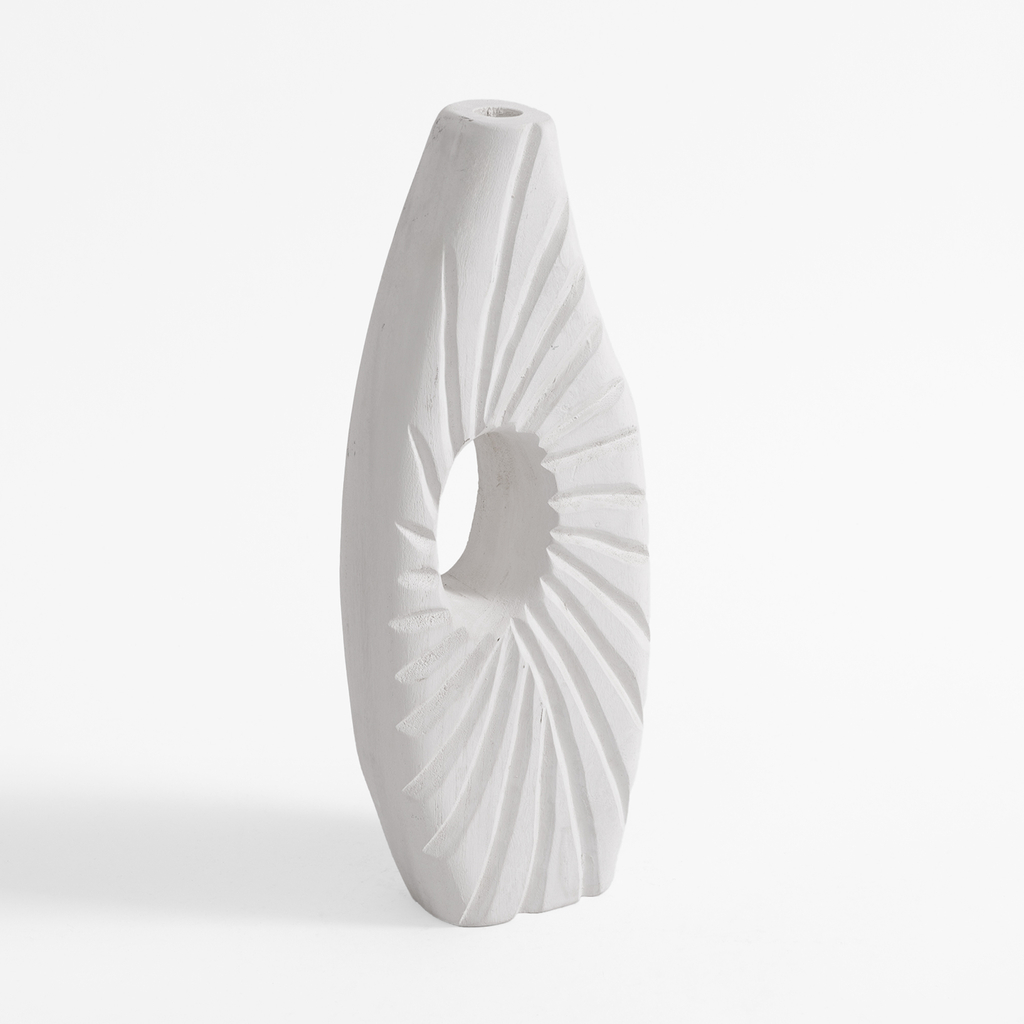 Drážkovaná váza v bielej farbe 35 cm