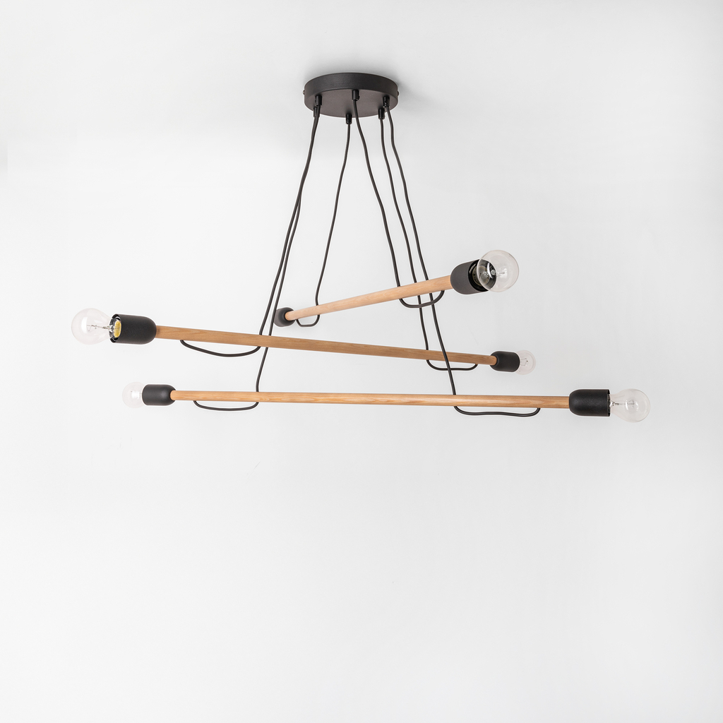 Závesné svietidlo HELIX 6 WOOD zo svetlého dreva