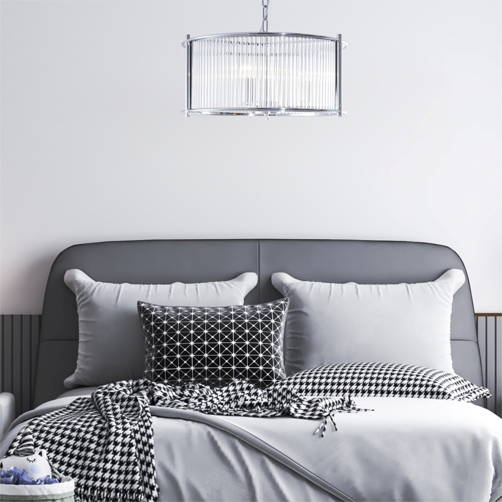 Chrómové závesné svietidlo MARMO 50 cm