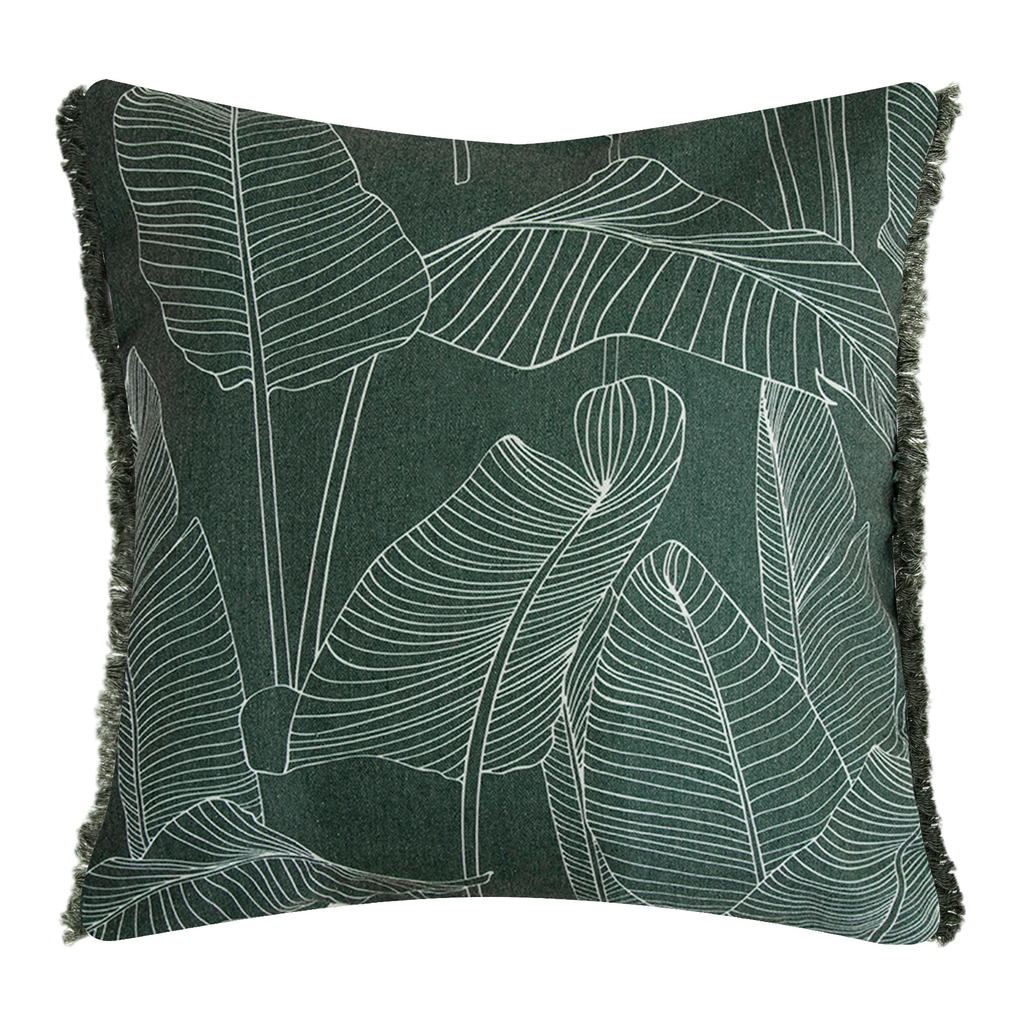 Ozdobná obliečka na vankúš so vzorom listov zelená SESIL 45x45 cm