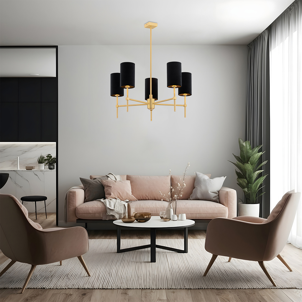 Závesné svietidlo čierno-zlaté ABRUZZO