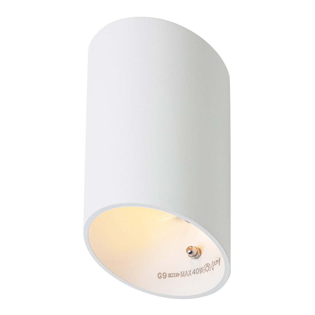 Biele nástenné svietidlo v tvare valca SLICE WL