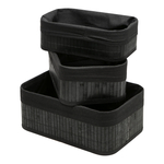 Bambusový kôš čierny, sada 3 ks