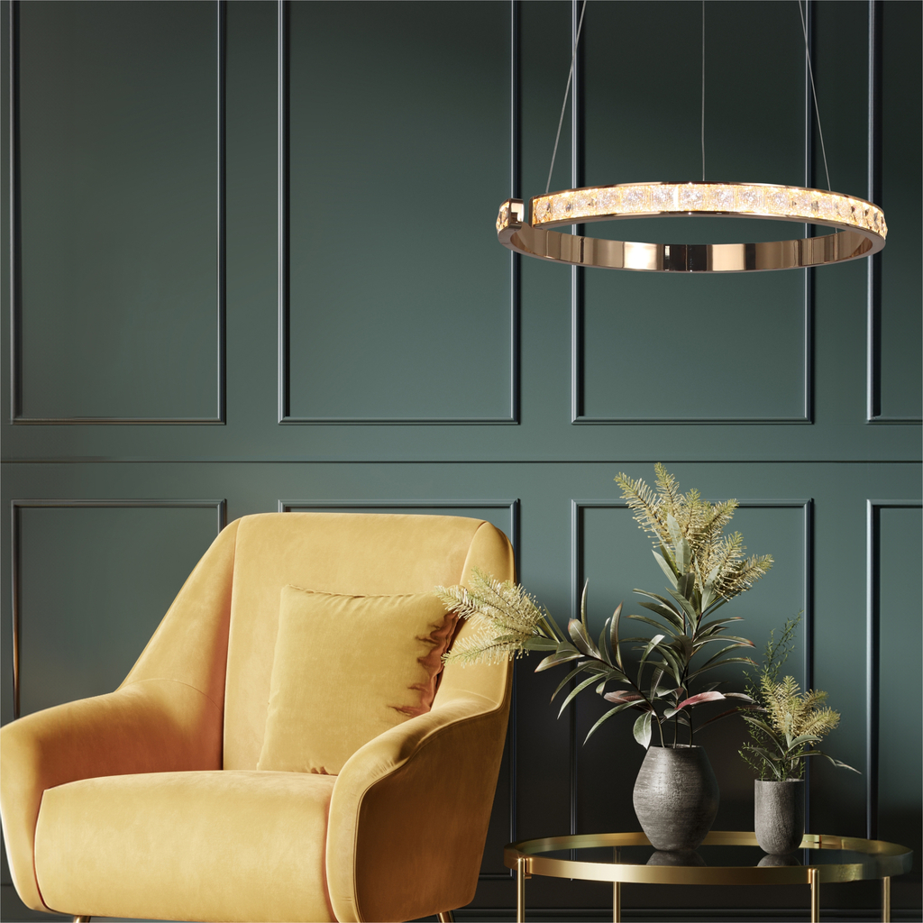 Závesná LED lampa MURIEL čierno-zlatá