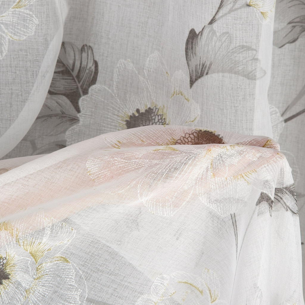 Záclona BESSY do obývacej izby, bielo-olivová 140x250 cm