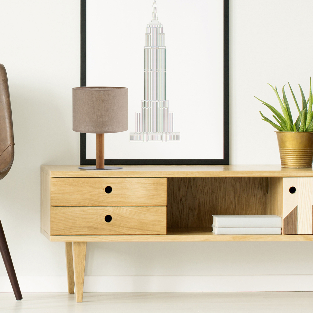 Stolná lampa so sivým tienidlom DEVA NATURE