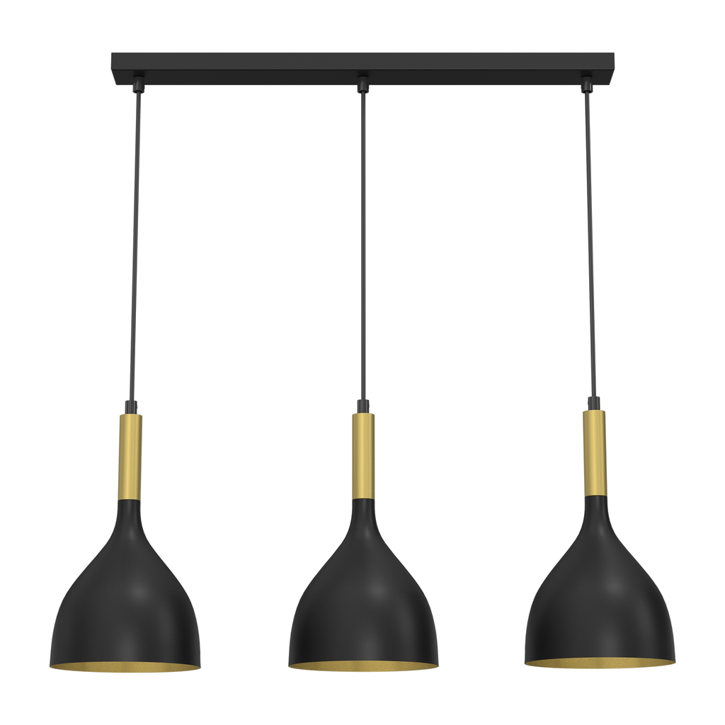 Čierno-zlaté závesné svietidlo NOAK III, 3xE27