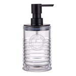 Sklenený dávkovač mydla drážkovaný s prsteňmi 18,5 cm