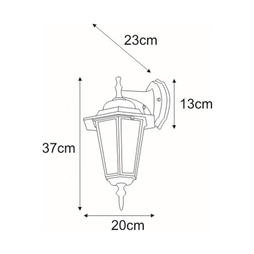 Vonkajšie klasické nástenné svietidlo STANDARD DOWN čierne