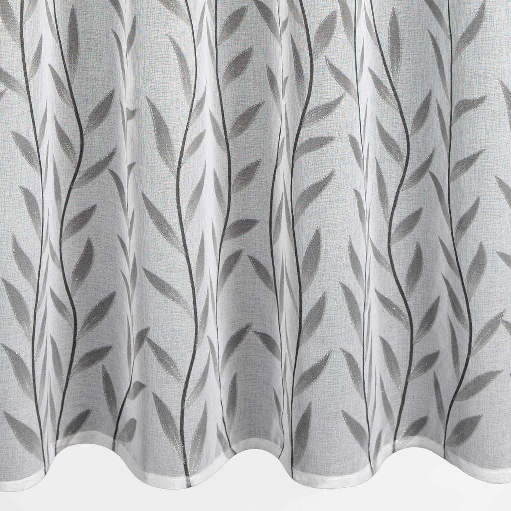 Záclona na páske bielo-oceľová GLORI 140x270 cm