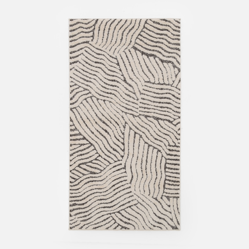 Abstraktný koberec v béžovej a čiernej farbe DEUS 80x150 cm