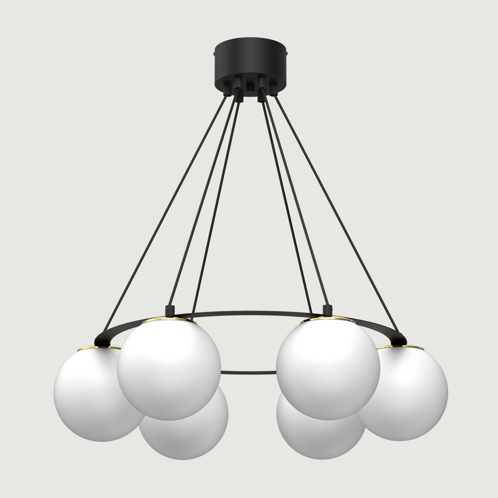 Závesné svietidlo BALLO VI 6 gulí čierno-zlaté