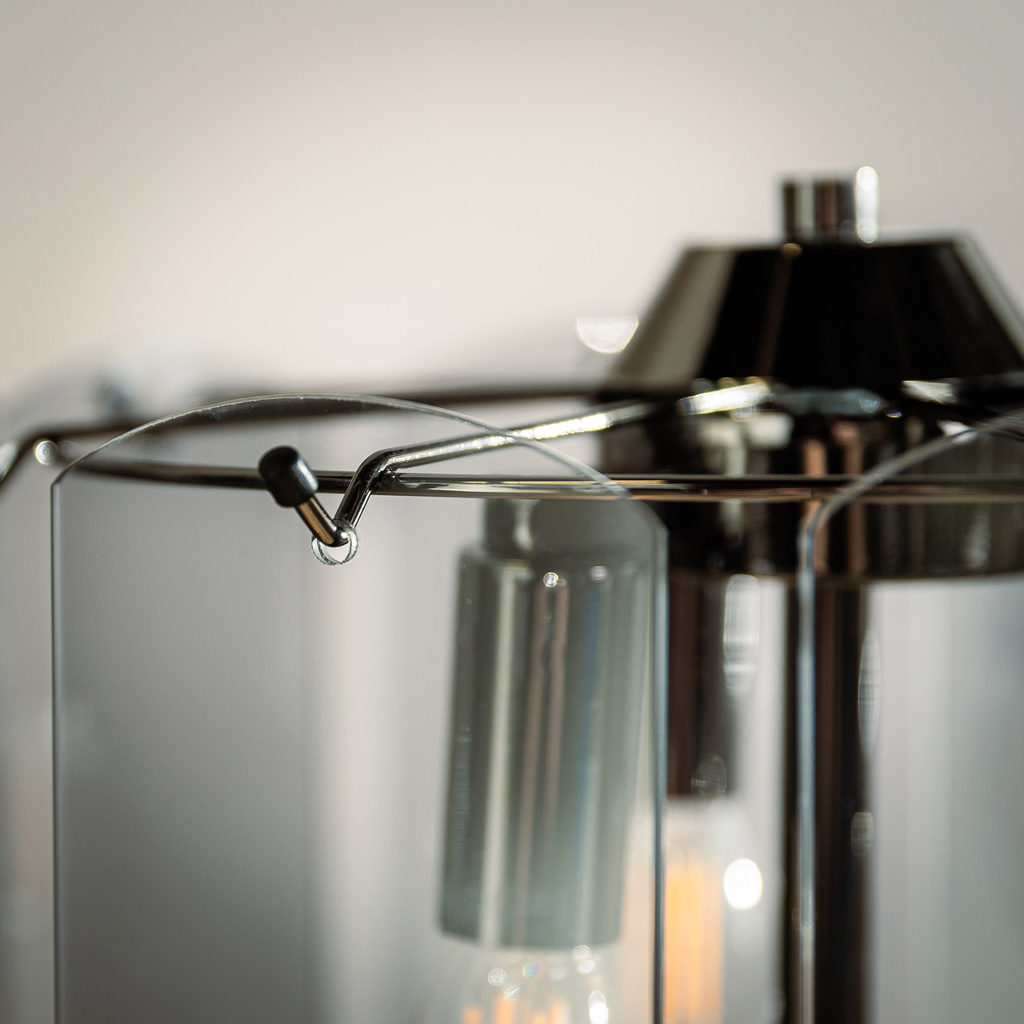 Stojacia lampa z dymového skla čierna NIRA