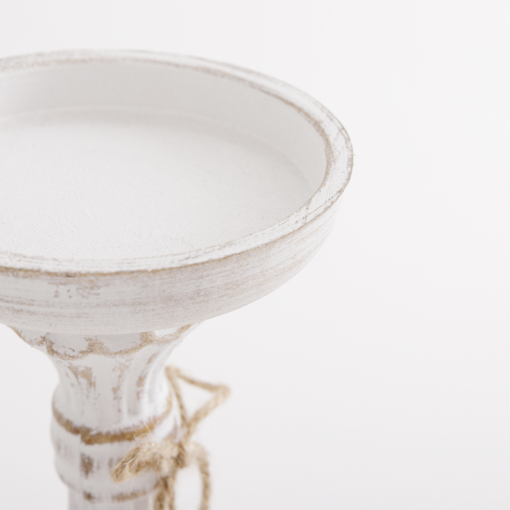 Svietnik na jednu sviečku, biely 34 cm