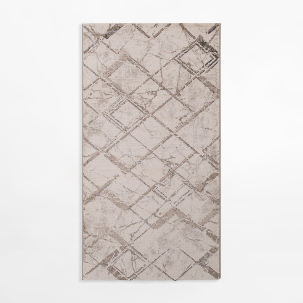 Koberec SPAZZIO s kosoštvorcovým vzorom, krémový, 80x150 cm