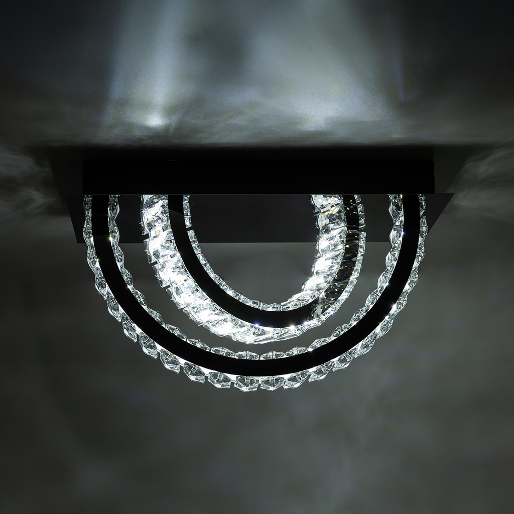 Stropné svietidlo 2 krúžky čierne TULA s diaľkovým ovládaním