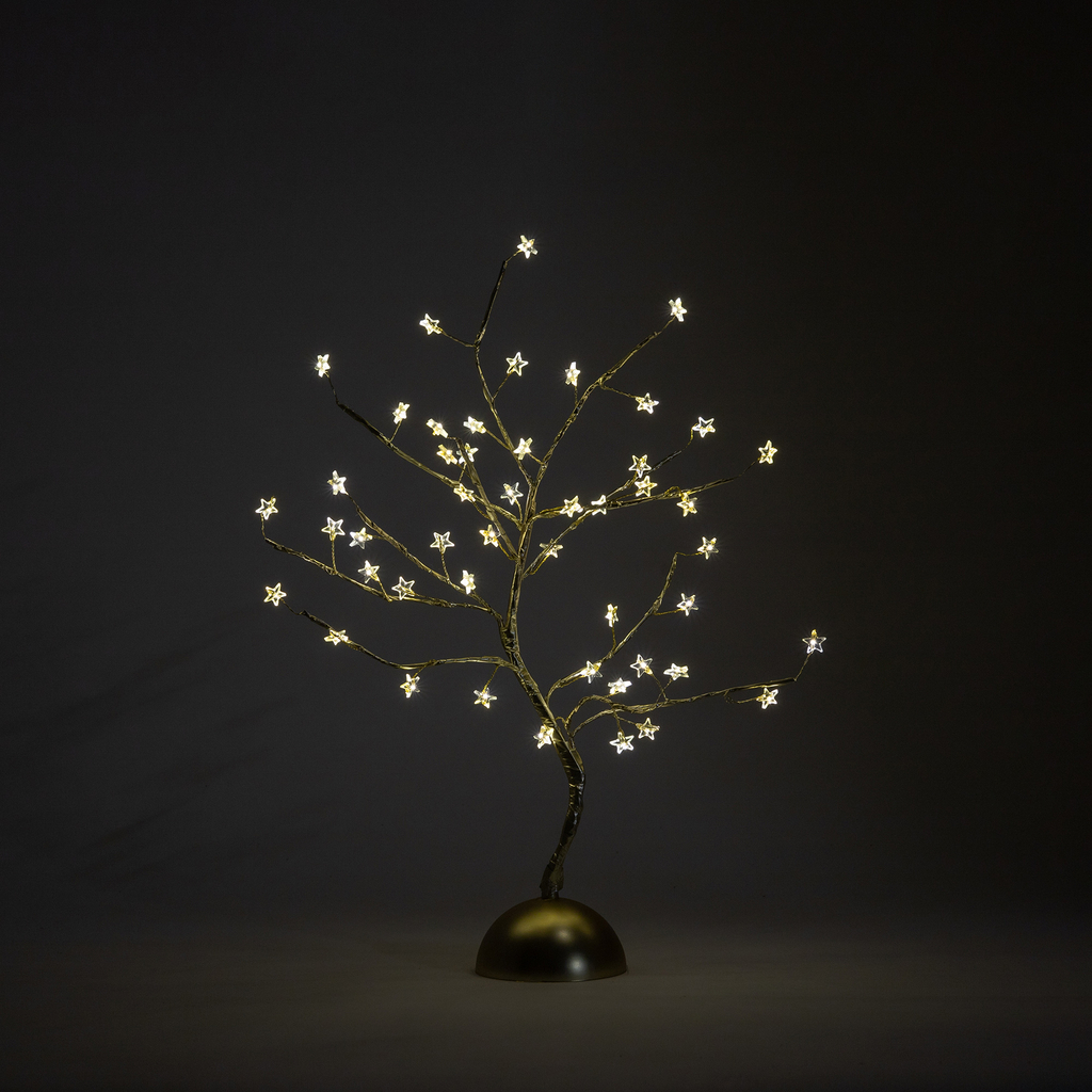 Vianočný svetelný stromček 48 LED 3AA zlatý 45 cm