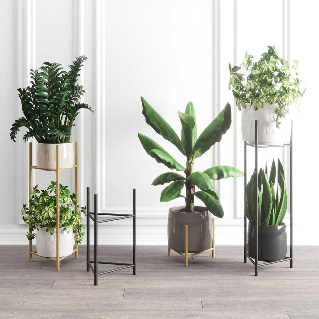 Kovový stojan na kvetináč čierny SENS 75 cm