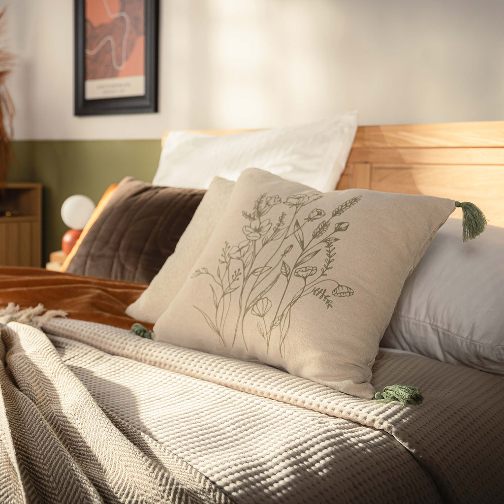 Dekoračná obliečka so strapcami zelená FLORIA 45x45 cm