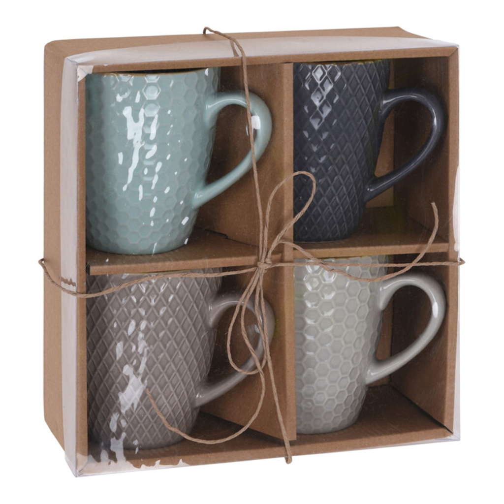 Súprava 4 keramických hrnčekov 300 ml