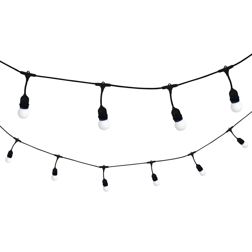 Vonkajšia svetelná reťaz PARTY iP44 5,6 m mliečna
