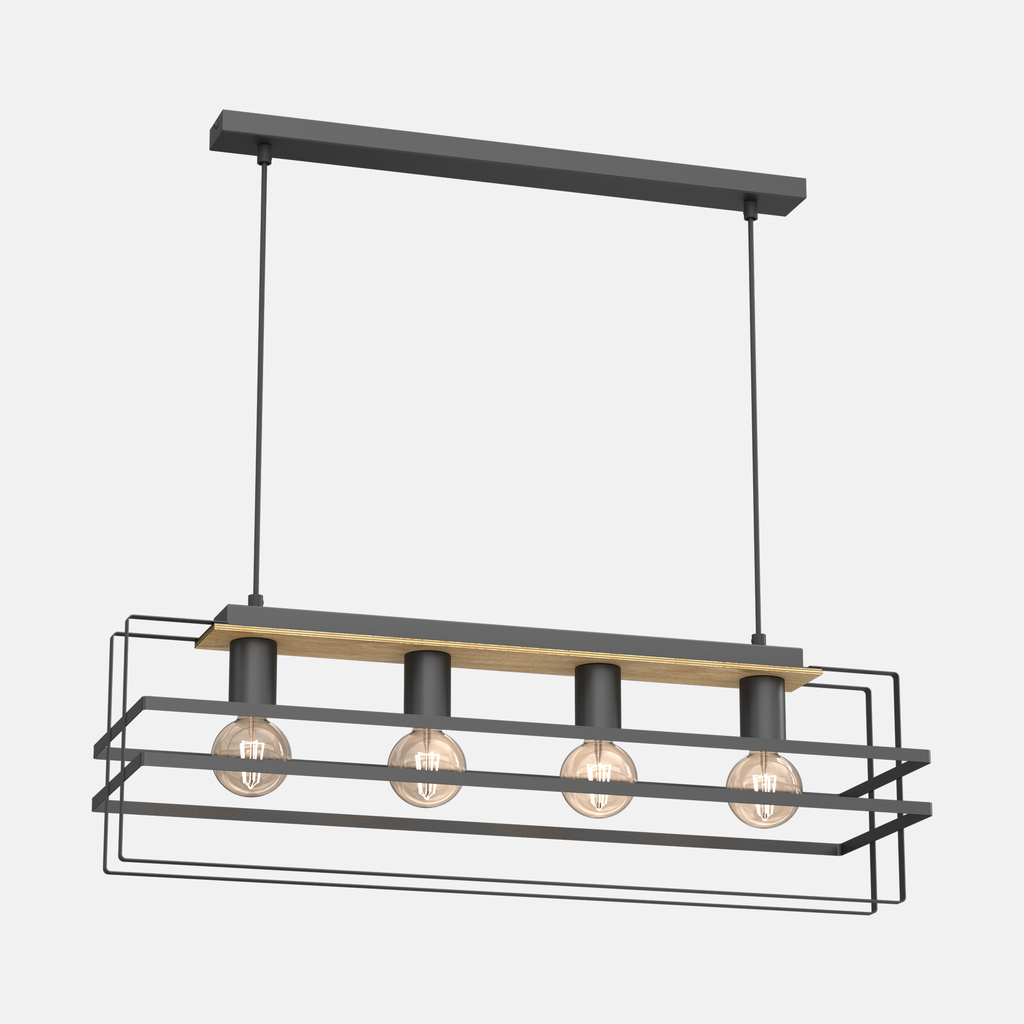 Závesné svietidlo čierny kov/svetlé drevo KORTEZ IV