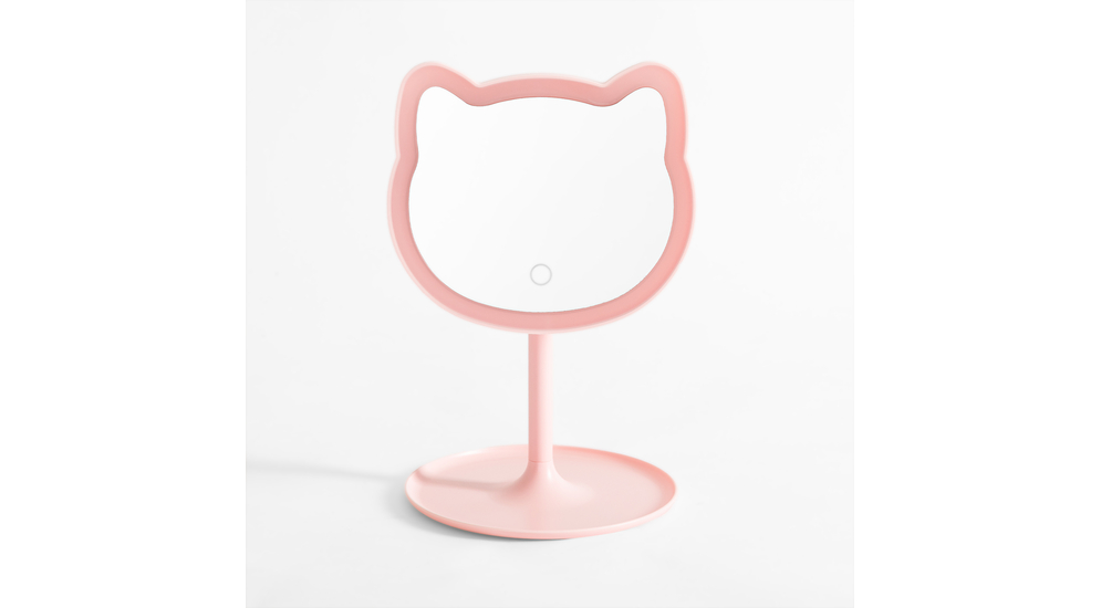 Zrkadlo s LED osvetlením ružová mačka