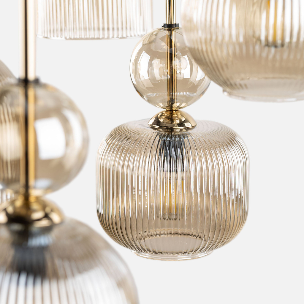 Závesné svietidlo s 8 tienidlami, obdĺžniková základňa SOPHIA COGNAC