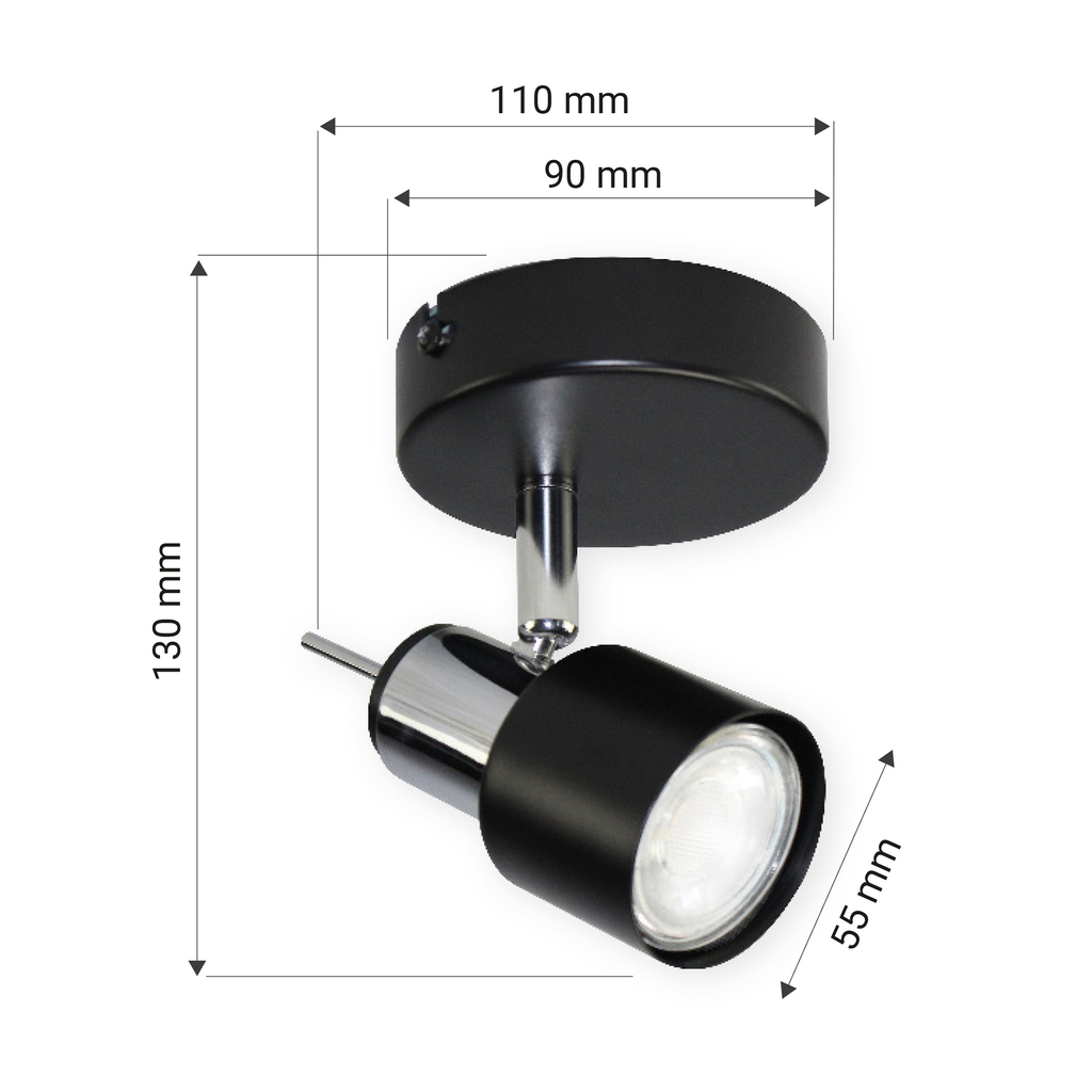 Nástenné bodové svietidlo čierne ORO STERNA