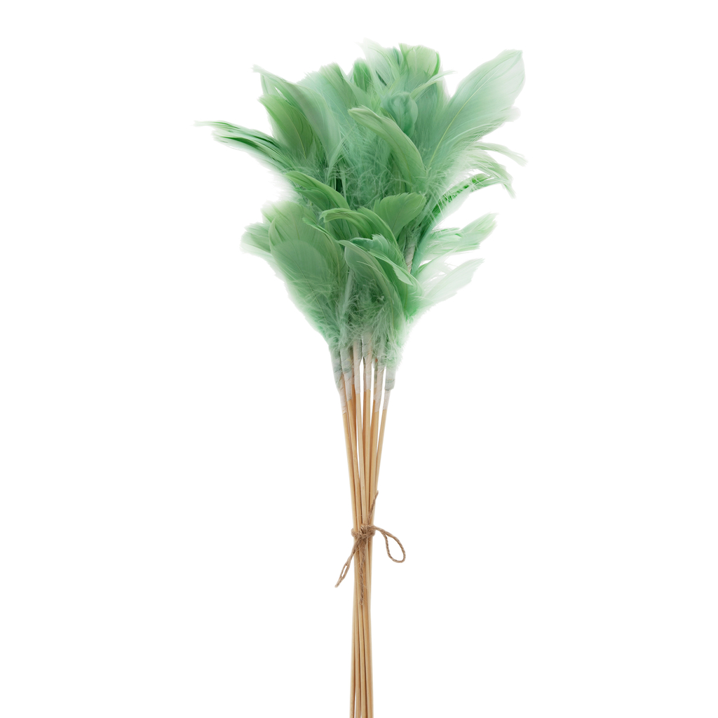 Ozdobná vetvička PIERKA zelená 35 cm, 8 ks