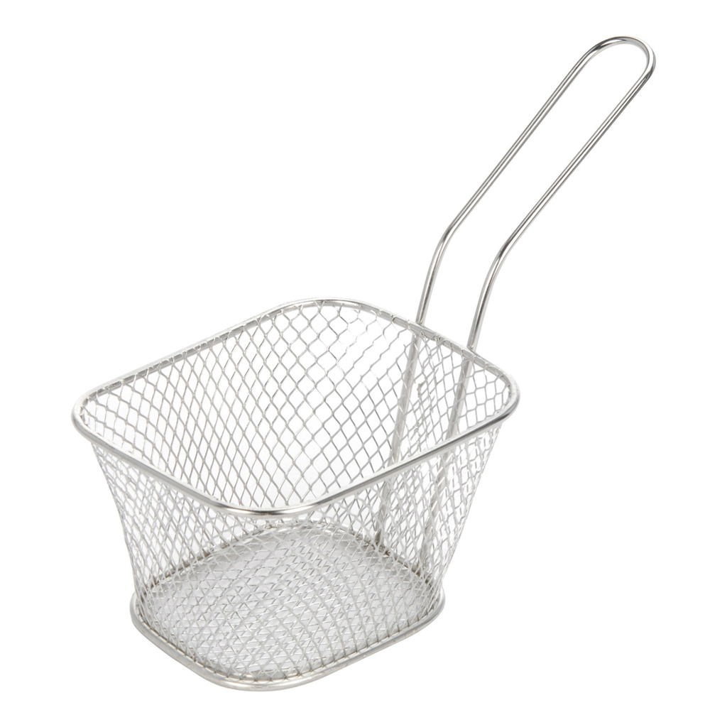 Košík z nehrdzavejúcej ocele s rukoväťou na servírovanie hranoliek malý