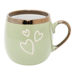 Keramický zelený hrnček so srdiečkami TASS 400 ml