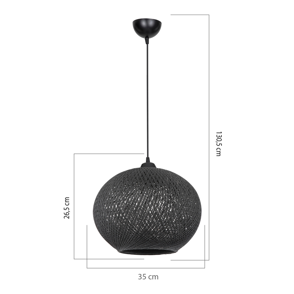 Závesné svietidlo YUMAK boho pletené čierne 35 cm