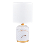 Stolná lampa s tienidlom bielo-zlatá 26,5 cm