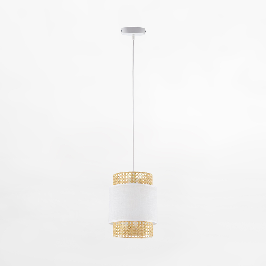 Ratanové závesné svietidlo v bielej farbe BOHO 20 cm