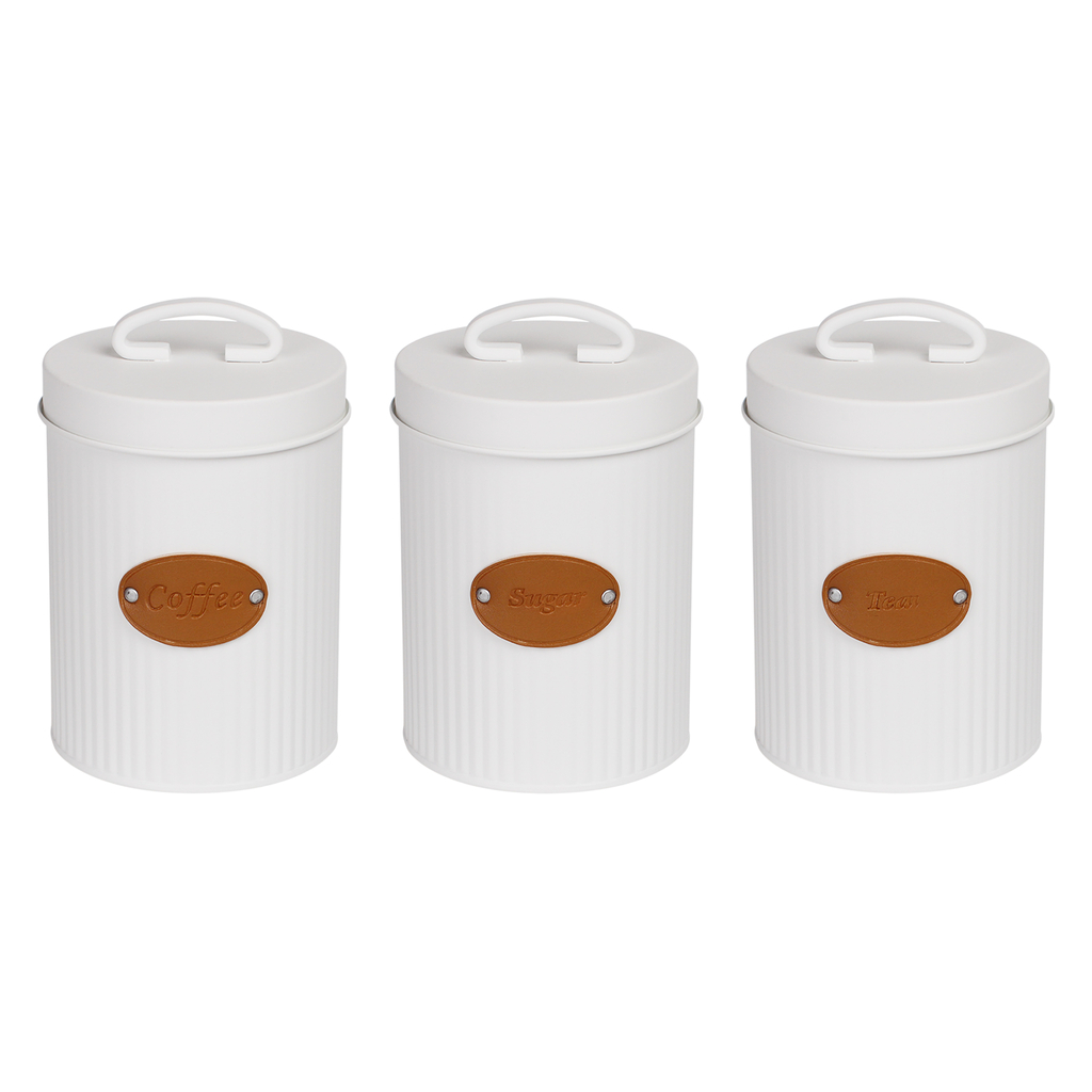 Kovová nádoba na kávu biela LINES 15 cm