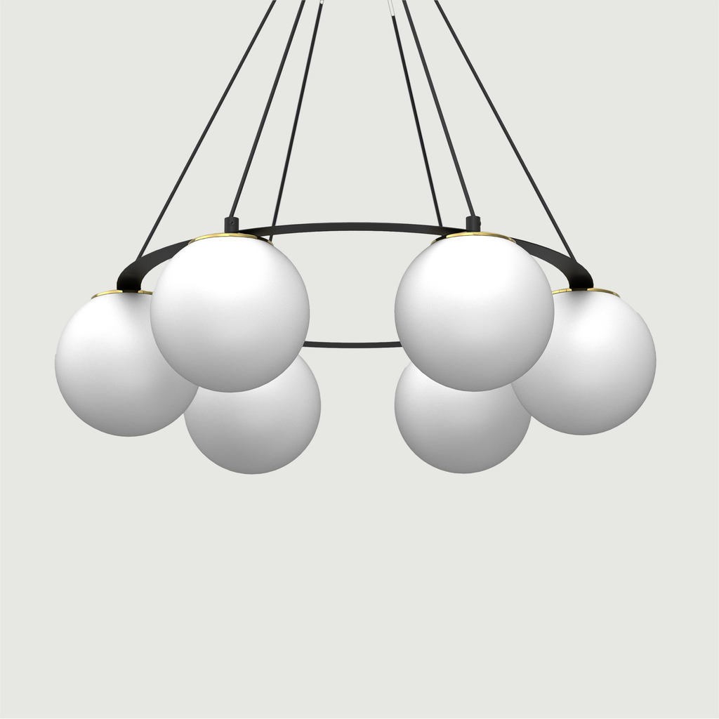 Závesné svietidlo BALLO VI 6 gulí čierno-zlaté