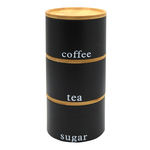 Súprava 3 nádob s bambusovými vekami Káva Čaj Cukor
