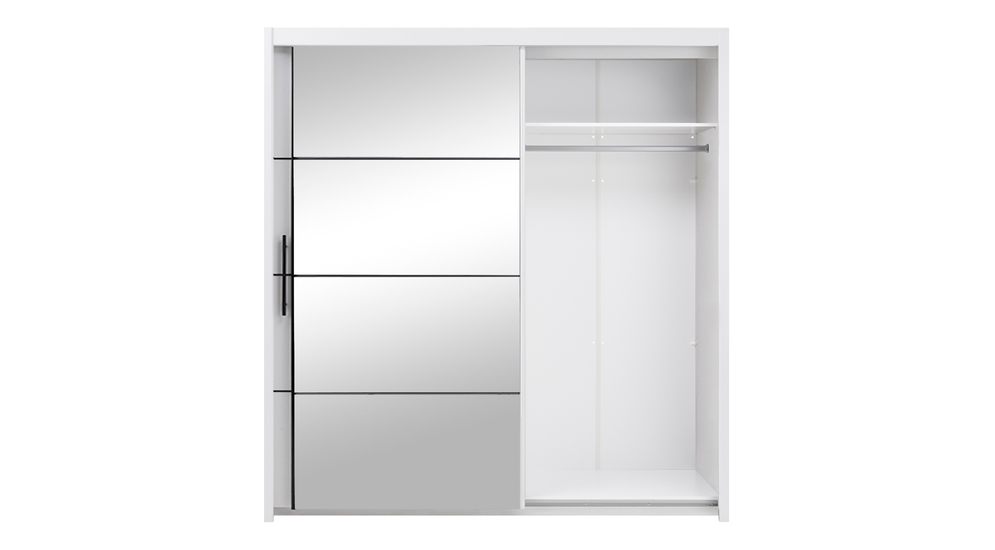 Skriňa s posuvnými dverami INOVA so zrkadlom, biela 200 cm