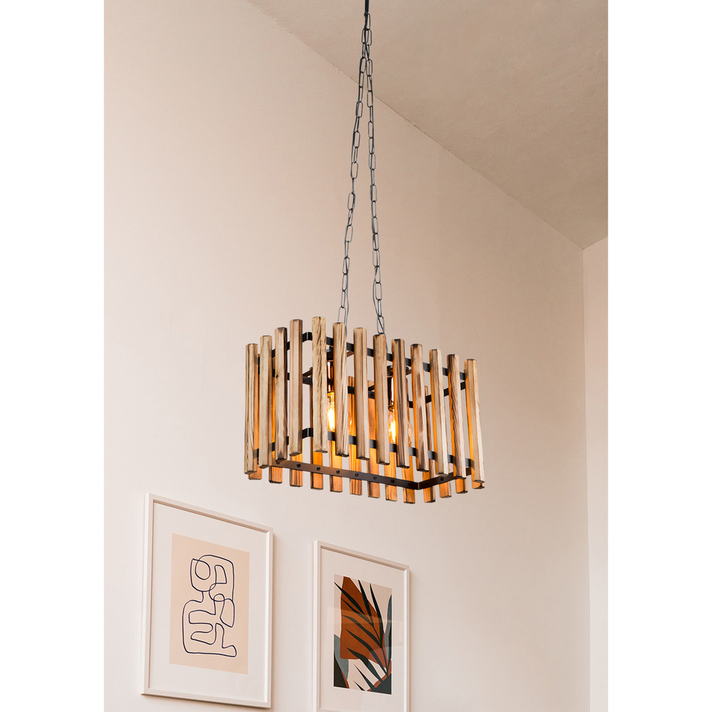 Drevené závesné svietidlo AHLAT hnedé