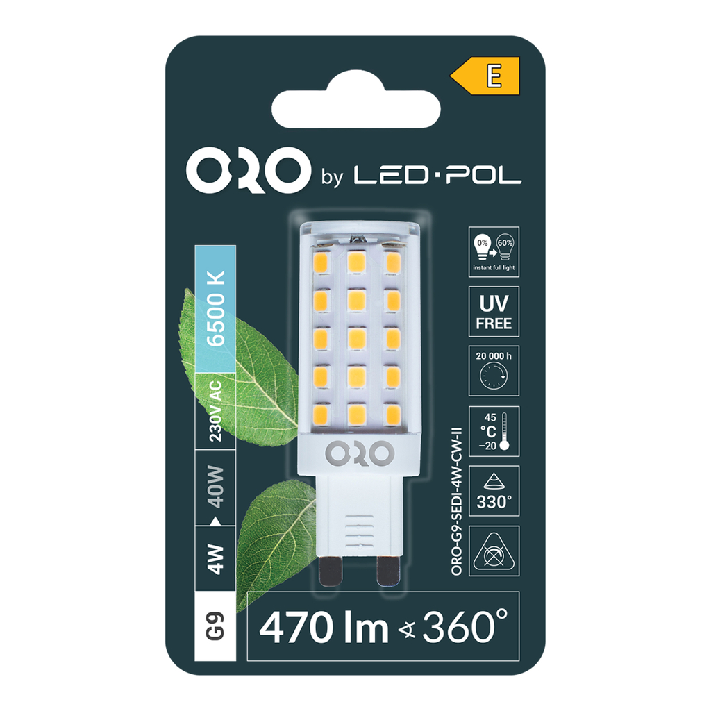 Žiarovka LED ORO-G9-SEDI-4W-CW-II studená farba